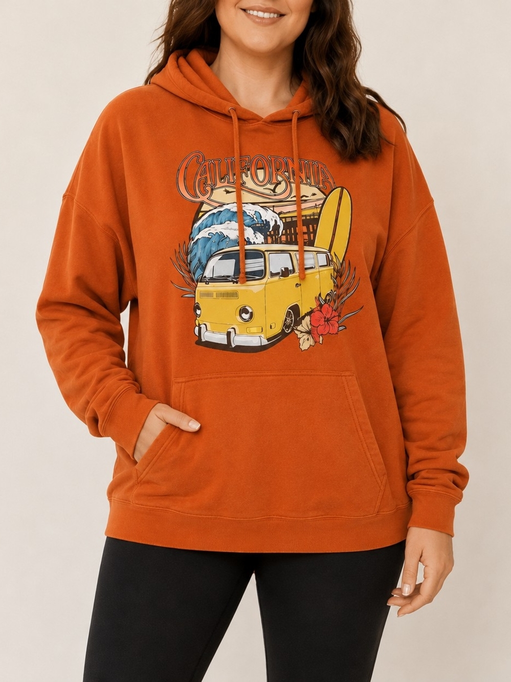 Rust Orange  Cotton California Hoodie Xl